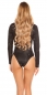 Preview: Glamour Body-Shirt mit tiefen V-Ausschnitt - schwarz