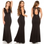 Preview: Ärmelloses Abendkleid mit transparenten Mesh-Einsätzen - schwarz