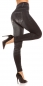 Preview: High Waist Thermo-Leggings im Jeans-Look mit Flamingo-Verzierung in black denim
