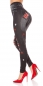 Preview: Leggings in Jeans-Optik mit verzierten Flaggen-Print - black washed