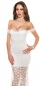 Preview: Bandeau-Spitzenkleid mit Strassbordüre in weiß