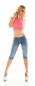 Preview: Sexy Slim Fit Skinny Jeans mit Schleifen-Verzierung in Caprilänge - light blue