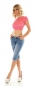 Preview: Sexy Slim Fit Skinny Jeans mit Schleifen-Verzierung in Caprilänge - light blue