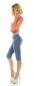 Preview: Sexy Slim Fit Skinny Jeans mit Schleifen-Verzierung in Caprilänge - light blue