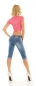 Preview: Sexy Slim Fit Skinny Jeans mit Schleifen-Verzierung in Caprilänge - light blue