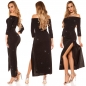 Preview: Edles Maxikleid mit Lurex-Effekten - schwarz