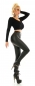 Preview: High-Waist-Leggings im Lederlook mit Zierkzippern - schwarz
