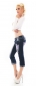 Preview: Capri-Jeans mit auffälligen Bleich-Effekten und Tribal-Stickereien in bleach blue