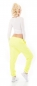 Preview: Baggy-Freizeithose mit diagonaler Knopfleiste in neongelb