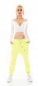 Preview: Baggy-Freizeithose mit diagonaler Knopfleiste in neongelb