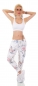 Preview: Atemberaubende Baumwollhose mit süssen Flower-Prints in weiß