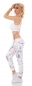 Preview: Atemberaubende Baumwollhose mit süssen Flower-Prints in weiß