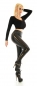 Preview: High Waist Leggings mit seitlichen Glitzer-Schriftzügen in schwarz