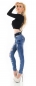 Preview: Crash-Jeans mit Vintage-Effekten und Gürtel in light blue