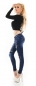 Preview: Crash Jeans mit frechen Nieten-Verzierung in blue washed