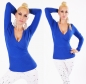 Preview: Feinstrick Pullover mit sexy Wickel-Ausschnitt in royalblau