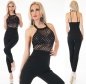 Preview: Eleganter Hosenanzug mit Pailletten-Gitter in schwarz / silber