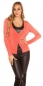 Preview: Weicher Cardigan mit tiefen V-Ausschnitt in coral