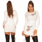 Preview: Tailliertes Feinstick-Minikleid mit Blumen-Stickerei - weiß