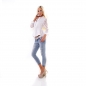 Preview: Taillierte Bluse mit transparenten Spitzen-Ärmeln - weiß