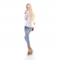 Preview: Taillierte Bluse mit transparenten Spitzen-Ärmeln - weiß