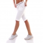 Preview: Stretch-Capri im Crash-Design mit Knopfleiste in weiß