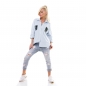 Preview: Legere geschnittene Bluse mit Glitzerapplikationen - blau