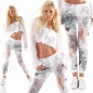 Preview: Lässige Chino-Hose mit indianischen Prints in weiß