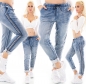 Preview: Modische Jeans mit glamouröser Zierbordüre in blue washed