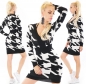 Preview: Taillierter Longpullover mit V-Ausschnitt in schwarz/weiß