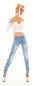 Preview: Sexy Side Bow Hose mit raffinierten Schleifen Cut Outs in blue washed