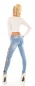 Preview: Sexy Side Bow Hose mit raffinierten Schleifen Cut Outs in blue washed