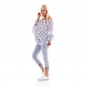 Preview: Oversize Tunika im Polka Dots Design - weiß