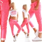 Preview: Baumwollhose im modischen Streifenmuster - neoncoral