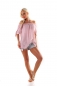 Preview: Modernes Carmen-Shirt mit Schleifen-Verzierung - altrosa
