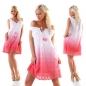 Preview: Ärmelloses Sommerkleidchen im Dip-Dye Look - weiß/coral
