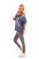 Preview: Glamour Longsleeve mit weiten U-Boot Ausschnitt - blau