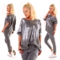 Preview: Glamour Longsleeve mit weiten U-Boot Ausschnitt - stone