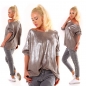 Preview: Glamour Longsleeve mit weiten U-Boot Ausschnitt - beige