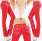 Preview: Stretch-Jeans mit Flap Pokets und Kontrastnähten in rot