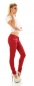 Preview: Sexy Skinny- Hüftjeans mit süssen Zier-Zippern - cranberry