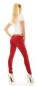 Preview: Sexy Skinny- Hüftjeans mit süssen Zier-Zippern - cranberry