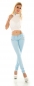 Preview: Sexy Skinny- Hüftjeans mit süssen Zier-Zippern - türkis