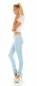Preview: Sexy Skinny- Hüftjeans mit süssen Zier-Zippern - türkis