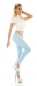Preview: Sexy Skinny- Hüftjeans mit süssen Zier-Zippern - türkis