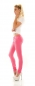 Preview: Sexy Skinny- Hüftjeans mit süssen Zier-Zippern - pink