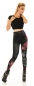 Preview: High Waist Leggings in Jeans-Optik mit Blumenprints - schwarz