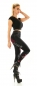 Preview: High Waist Leggings in Jeans-Optik mit Blumenprints - schwarz