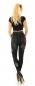Preview: High Waist Leggings in Jeans-Optik mit Blumenprints - schwarz