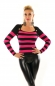 Preview: Pullover im Bolero-Look mit Zierknöpfen in schwarz / pink